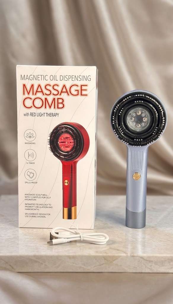 Magnetic Oil Dispensing Scalp Massage Comb with Red Light Therapy – XC-901 Price in Bangladesh - AuraCart