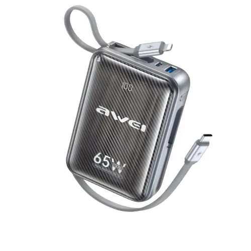 Awei MH818 20000mAh 65W Power Bank with Dual Cable Price in Bangladesh - AuraCart