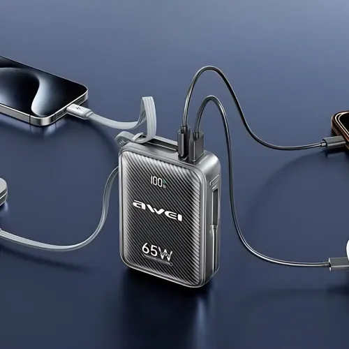 Awei MH818 20000mAh 65W Power Bank with Dual Cable Original BD 2 - AuraCart